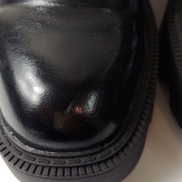 Zara Black Patent Platform Derby Shoe Sz 10 - Picture 9 of 13